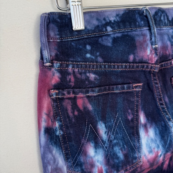 Mother Tie Dye Womens Jeans Sz 24 Slim Straight High Rise Casual Designer Luxury - Picture 11 of 12